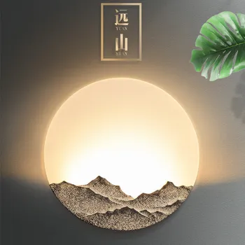 Mūsdienu Ķīniešu Stilā Akrila Mēness Sienas Sconce ar pretrūsas Dzelzs Kalnu Apdare RGB LED Sienas Lampa Guļamistabas Gultas Lampa