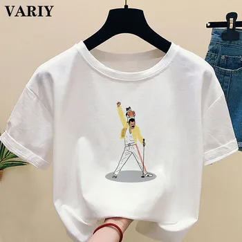 Mūzikas Karaliene Band Freddie Mercury T Krekls Sievietēm Hip Hop Īsām Piedurknēm Streetwear Harajuku Gadījuma T-krekls Smieklīgi Grafikas Tees sievietēm