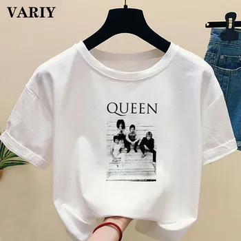 Mūzikas Karaliene Band Freddie Mercury T Krekls Sievietēm Hip Hop Īsām Piedurknēm Streetwear Harajuku Gadījuma T-krekls Smieklīgi Grafikas Tees sievietēm