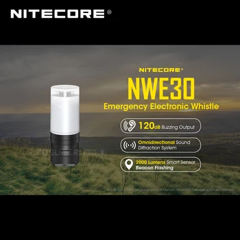 NITECORE NWE30 Avārijas Elektronisko Svilpe ar 120dB Buzzing Produkciju un Bākas Signāls Mirgo 2000 Lūmeniem