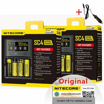 NITECORE SC4 Saprātīga Ātrāku Uzlādi Super Lādētājs 4 Slots 6A Kopējā Produkcija IMR 18650 14450 16340 AA Baterijas+Auto Charg D5