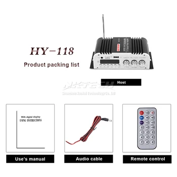 NKTECH HY-118 Auto Jaudas Pastiprinātāju Digitālo Audio Atskaņotāju, Bluetooth 2.1 Kanālu 45W 2x 20W Hi-Fi Stereo Super BASS AMP USB TF CD FM