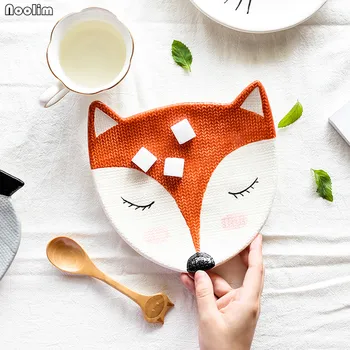 NOOLIM Mazo Fox Keramikas Gudrs Trauku, Mājsaimniecības Bērniem Brokastis Plāksnes Radošo Karikatūra Dzīvnieku Formas Uzkodu Plate Augļu Plate Dinnerware