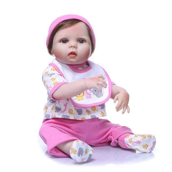 NPK jaunu 55cm Bebes Atdzimis Lelles Reāli Pilns Silikona meitene bby Lelle ar Cute Plīša rotaļlietas Dzīvs Baby Dolls, Kā Meitenes Playmates