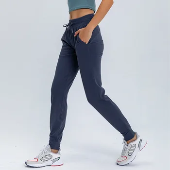 NWT Vidukļa Aukliņu Bikses Fitness Sievietēm Treniņbikses ar Divām Sānu Kabatām 4-Way Stretch Stulpiņi Dāma Stretchy Bikses