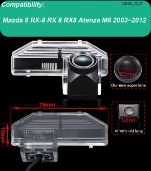 Nakts redzamības CCD HD 1280*720 pikseļi 1000TV 20mm lēcu rezerves atpakaļskata auto kamera priekš Mazda 6 RX-8 RX8 Atenza M6 2003-2012
