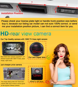 Nakts redzamības CCD HD 1280*720 pikseļi 1000TV 20mm lēcu rezerves atpakaļskata auto kamera priekš Mazda 6 RX-8 RX8 Atenza M6 2003-2012