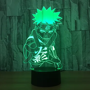 Naruto 3D Anime Nakts Gaisma Radošo Elektriskā Ilūziju 3D LED Lampas 7 Krāsu Maiņa USB touch Galda Lampas Bērnu Dāvanu Piliens Kuģis