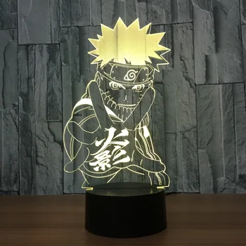 Naruto 3D Anime Nakts Gaisma Radošo Elektriskā Ilūziju 3D LED Lampas 7 Krāsu Maiņa USB touch Galda Lampas Bērnu Dāvanu Piliens Kuģis