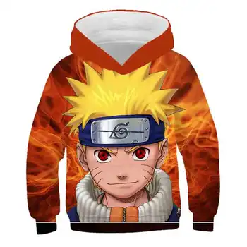 Naruto 3D Hoodies Gaara Bērnu sporta Krekls Modes Sasuke Kapuci Rudens Kakashi 3D Multiplikācijas filmu Gadījuma Harajuku Hip Hop Bērniem Zēnu Džemperis