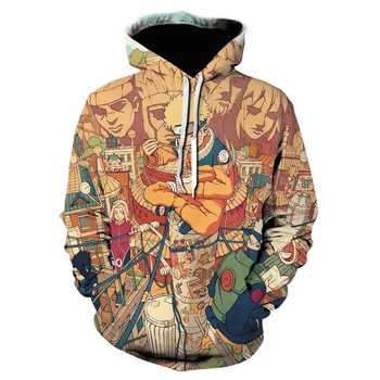 Naruto Hoodies Vīriešiem Kakashi3D Modelis Drukāšanas Kapuci Sporta Krekls Modes Hip Hop Stila Vīriešu Džemperis, Moderns Anime Tops Pelēkā Vārna