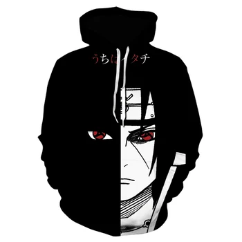 Naruto Hoodies Vīriešiem Kakashi3D Modelis Drukāšanas Kapuci Sporta Krekls Modes Hip Hop Stila Vīriešu Džemperis, Moderns Anime Tops Pelēkā Vārna