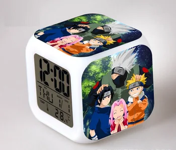 Naruto LED 7 Krāsu Zibspuldzes Gaismas Mainās Nakts Gaisma PVC Modinātājs Kurama Hinata Sasuke Japānas Anime Multfilmu Rīcības Attēls Rotaļlietas