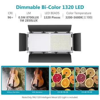 Neewer 1320 LED Video Gaisma ar APP Inteliģentas Kontroles Sistēmas, Regulējamas, 3200K-5600K Bi-Krāsu Fotogrāfija Apgaismojuma Komplektu