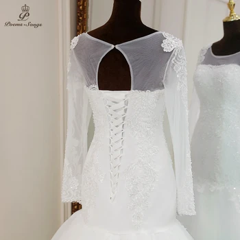 Nekustamā foto garām piedurknēm Appliques nāriņas stila kāzu kleita 2020. gadam laulības kleita drēbes de mariee vestidos de novia sereia