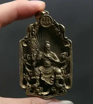 Neliels Retums Ķīniešu Bronzas Guan Gong Yu Karotāju Dievs, Turiet Nazi Kulons