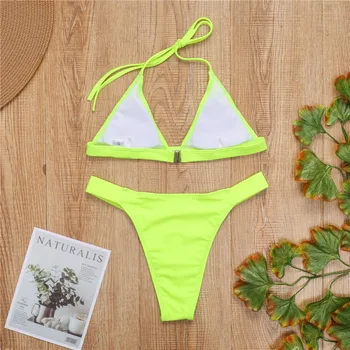 Neona Zaļā Bikini Peldkostīmu Sieviešu Peldkostīmi Push Up Paddd Bikini Komplekts Dāmas Sexy Biquini Brazīlijas Vasaras Peldkostīmu Peldkostīms