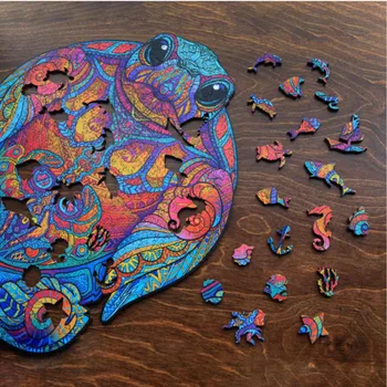 Neregulāra Koka Puzzle Unikālas Formas Radošo Bruņurupuča Aizsardzība Puzzle Pieaugušo Bērnu Bērnu Dāvanu Izlūkošanas Kevelopment Rotaļlietas