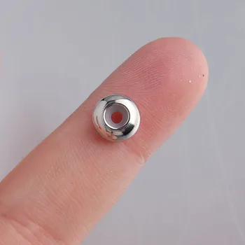 Nerūsējošā Tērauda Distances Krelles Ar Gumijas Core Inside Pozicionēšanas Aizbāzni Pērles 8mm Vairumtirdzniecības 100gab
