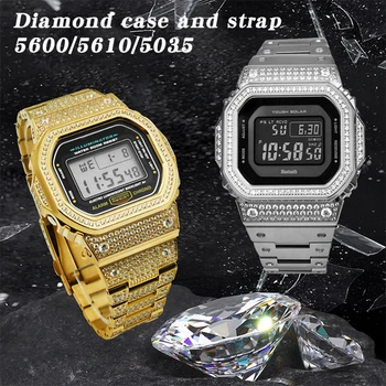 Nerūsējošā Tērauda Metāla Watchband Bezel Siksniņa, Lai DW5600/5610/5035 Sērijas GW5000 G-5600E GWX-5600 Komplekts Diamond Bezel/Gadījums Ar Instrumentu