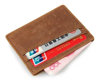 Nesitu Vintage Kafijas / Brūna Pātagot Vienkārši Vīrieši Kredītkartes Īpašnieks Īstas Ādas Mini Kabatas #M8101