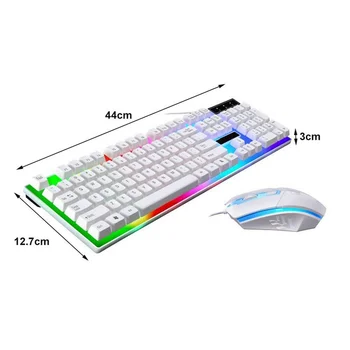 New Rainbow LED Pro Gaming Klaviatūras Peles Komplekts USB Vadu Tastatūru un Peli 1600 DPI Pelēm ar Datoru, Notebook, Klēpjdatoru, Gamer