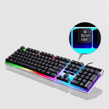 New Rainbow LED Pro Gaming Klaviatūras Peles Komplekts USB Vadu Tastatūru un Peli 1600 DPI Pelēm ar Datoru, Notebook, Klēpjdatoru, Gamer