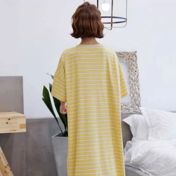 Nightgowns Sieviešu Svītrainām Vēstuli Iespiesti Zaudēt Maternitātes Mājas Apģērbu Pamata Gadījuma Jauki Sleepwear Naktsveļu Soft Plus Lieluma 6XL