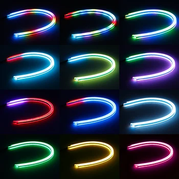 Niscarda 2gab Universālā Ūdensnecaurlaidīga Elastīga RGB Gaismas lukturi dienas gaitas lukturi Vairāku Krāsu LED Lentes Pagrieziena Signāla Gaismu