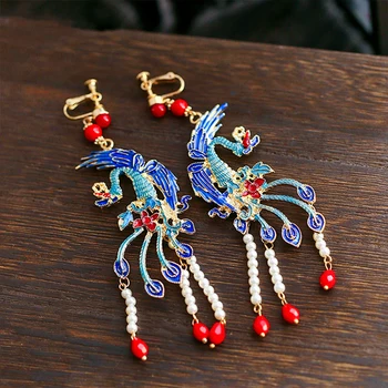 NiuShuya Augstas Kvalitātes Roku Darbs Ķīnas Vintage Stila Kāzu Galvassegu Retro Ķīnas Zilā Phoenix Coronet Matu Ornamentu, Piederumu,