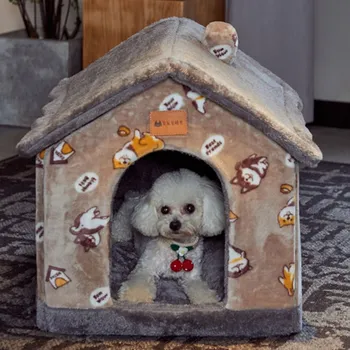 Noņemams un Mazgājams Dog House Bed Kaķis Ligzdu Māja Ziemā Silts Mazo Suņu Rotaļu Kaķis Gultā, All Seasons Universālais Pet Piegādēm