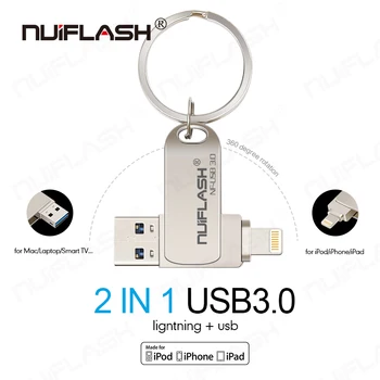 Nuiflash Usb Flash 16gb 32gb 64gb, 128gb USB Pendrive Viedtālrunis micro USB Memory Stick iphone ios tālruni