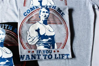 Nāc Ar mani, ja jūs vēlaties, lifts Arnold Schwarzenegger T Krekls Mens casual Hipster Fitnesa Tshirts Vasaras Topi Tee Homme camiseta