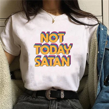 Nē, Ne Šodien Sātans Vēstuli Izdrukāt, Sieviešu T 2020. Gada Vasaras Harajuku Grafiskais T-krekls O-veida Kakla Ullzang Gudrs Kaķis Top Lakrosa Sieviešu