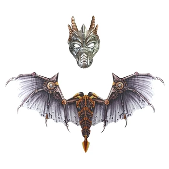 OCHINE 3D Pūķis Maska Un Spārni Halloween Tēmu Puse Cosplay Kostīmu Piederumi Pieaugušajiem, Vīriešiem, Sievietēm