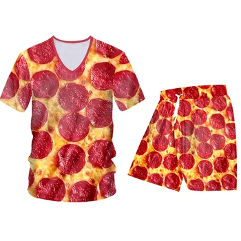 OGKB Pārtikas Picu Divu gabals, kas T-krekls, Jaka pelēkā vārna Liela Izmēra Gadījuma 3D Drukāšanas Personalizētu Zaudēt Fitnesa Apģērbi
