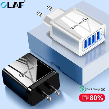 OLAF Ātri Uzlādēt 3.0 4 Port USB Lādētāju, QC3.0 USB Tālruņa Lādētāju, ES/ASV/UK Samsung S10 S9 Xiaomi Mi9 iPhone X Sienas Lādētājs 8