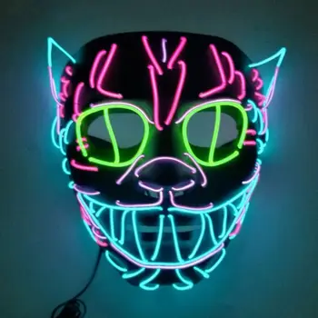OOTDTY 1PC Jauki Kaķis Galvu Halloween Kostīmu, Masku, LED EL Stieplēm., Aukstās Gaismas DJ Puses Festivāls Cosplay Piederumi