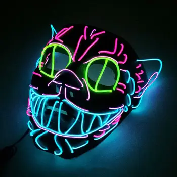 OOTDTY 1PC Jauki Kaķis Galvu Halloween Kostīmu, Masku, LED EL Stieplēm., Aukstās Gaismas DJ Puses Festivāls Cosplay Piederumi
