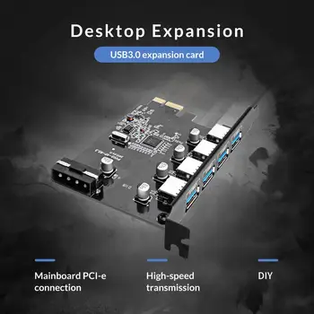 ORICO 4) Ostas USB3.0 PCI-Express Card/Resursdatora Kontrollera Karti 3.0 Adapteris, USB 3.0 HUB ar 15Pin Barošanas PCI-E Extender Karte
