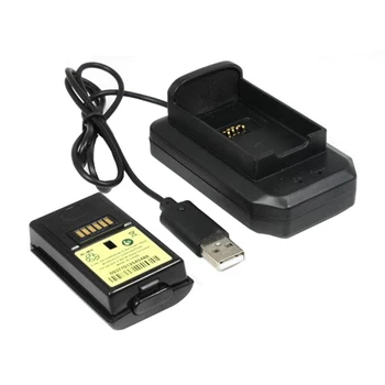 OSTENT Black USB Lādētāju, Dock Staciju + Akumulators Microsoft Xbox 360 Bezvadu Kontrolieris