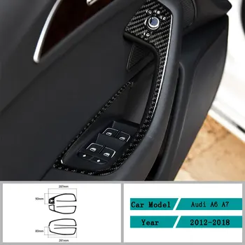 Oglekļa Šķiedras Auto Piederumi Interjera Logu Lifta Panelī Aizsardzības Apdares Vāciņš Melns, Uzlīmes Audi A6 A7 2012-2018
