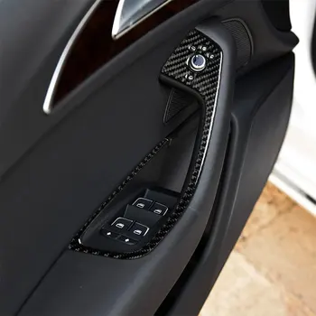 Oglekļa Šķiedras Auto Piederumi Interjera Logu Lifta Panelī Aizsardzības Apdares Vāciņš Melns, Uzlīmes Audi A6 A7 2012-2018