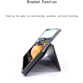 Oglekļa Šķiedras Tekstūru Vegāns Ādas Pārsegs Aizmugurējais Vāciņš Samsung Galaxy Z Fold2 Reizes 2 5G W21 5G Flip Tālrunis Triecienizturīgs Gadījumā KS0926