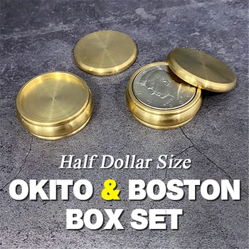 Okito & Boston Box Set (Puse Dolāra Izmērā), Burvju Triki, burvju mākslinieks Slēgt Ilūziju Veidojums prop Mentalism Monētas Iekļūt Pazudīs