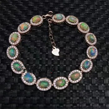 Opal plakana, ovāla dārgakmens falt s925 ķēdes, aproces 16cm FPPJ vairumtirdzniecības pērlītēm dabas