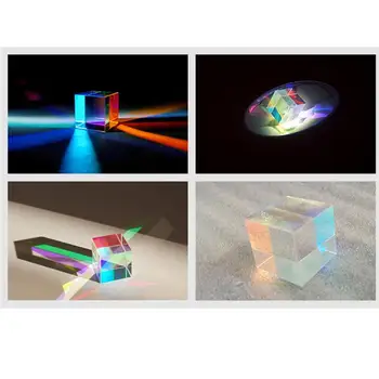 Optiskā Stikla RGB Dispersijas Prizma, Kubs Fizikas Mācību Apdare Māksla Gaismas Kubs Spilgti Sadalīt Prizmu Krāsu Apvienojot Prizmu