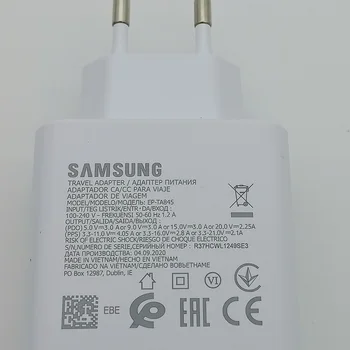 Oriģināls Samsung Fast Charger 45W Ātri Adapteris C Tipa Kabelis Samsung GALAXY Note 20 10+ S10 S10E S20Plus S20 Ultra A90 A80