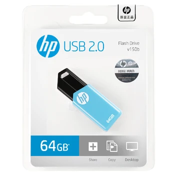 Oriģinālās HP V150W 64GB USB Flash Drive TAUSTIŅU Pendrive 32G Push un pull Dustptoof U-diska DATORU Macbook Android Planšetdatoru zibatmiņas disku
