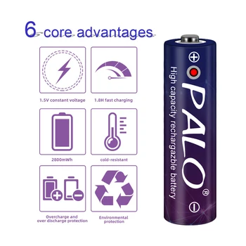 PALO oriģināls 2800mWh 1,5 V AA Litija-jonu akumulators AA 1,5 V litija li-ion baterijas Bateria akumulatori kameras rotaļlietas